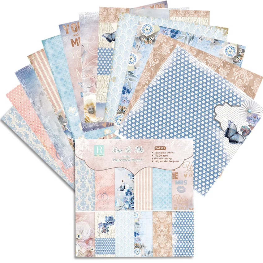 YOU AND ME Scrapbooking paper pack of 24 sheets handmade craft paper craft Background pad Z319