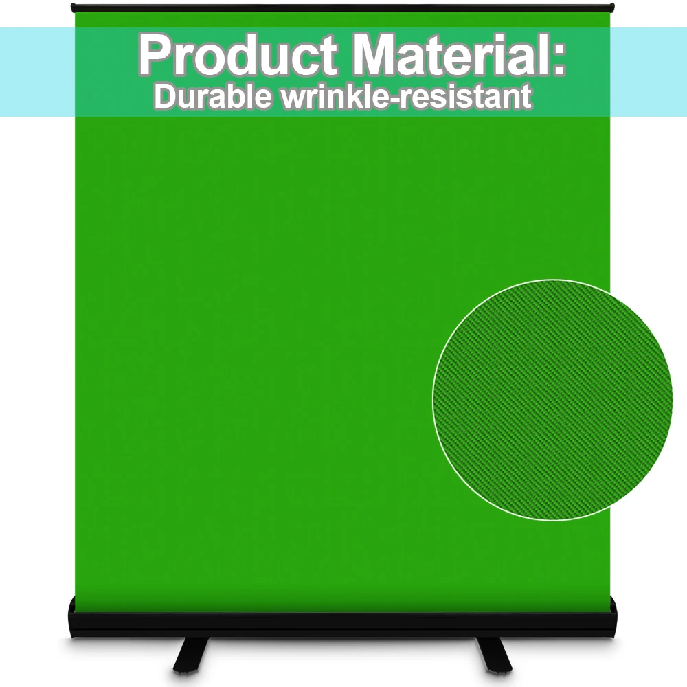 DRECURN 150/110cm Pull-up Background With Green Screen Fabric Cloth Photography Studio Backdrops Stand for Live Video Virtual