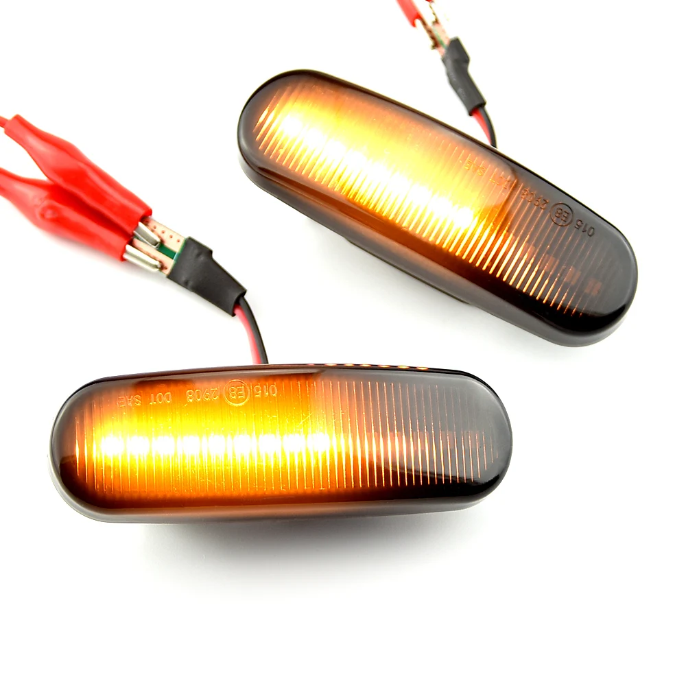 2X Dynamic Smoke LED side marker light turn signal lamp for Fiat Panda Punto Evo Stilo Qubo Peugeot Citroen Lancia Musa(350)