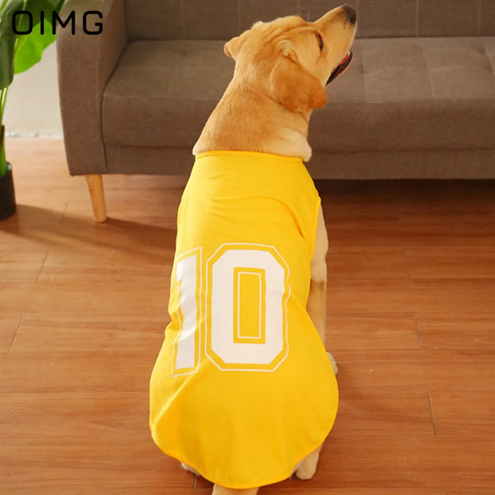 OIMG Numbers Printed Big Dog Sleeveless T-Shirts Golden Retriever Labrador Husky Sport Dog Jersey Breathable Large Dogs Clothes