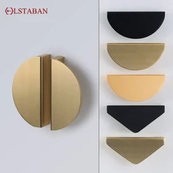 LSTABAN Modern American Semicircle Golden Embedded Cabinet Handle Square Drawer Knob Hardware Furniture Accessories Door Pulls