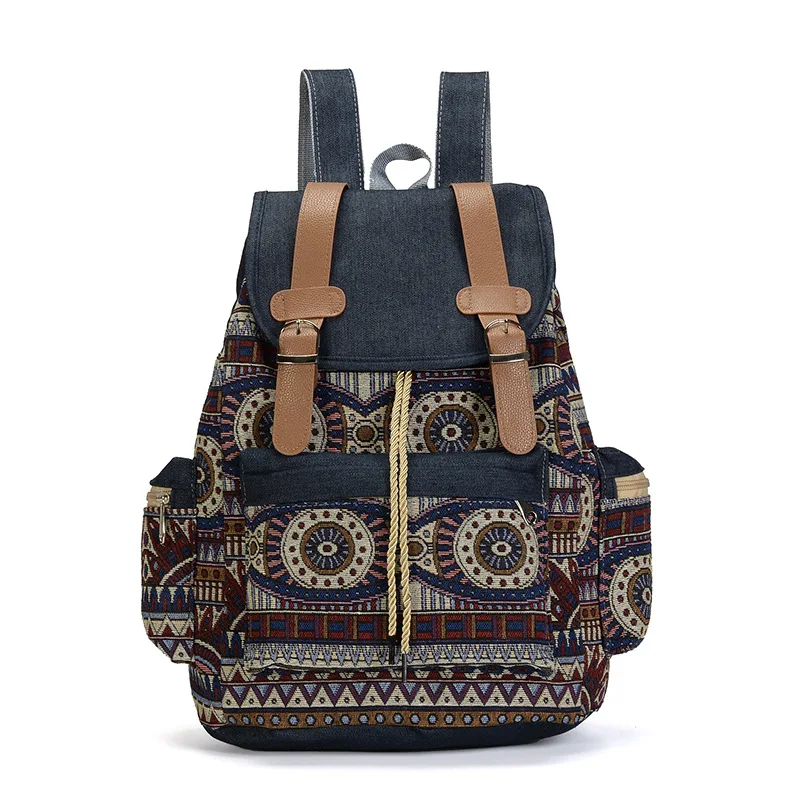 Bohemian Backpack Schoolbag Rugzak Back Pack Bag Pack Rucksack Ethnic Backpacks High Quality Women Canvas Vintage Backpack