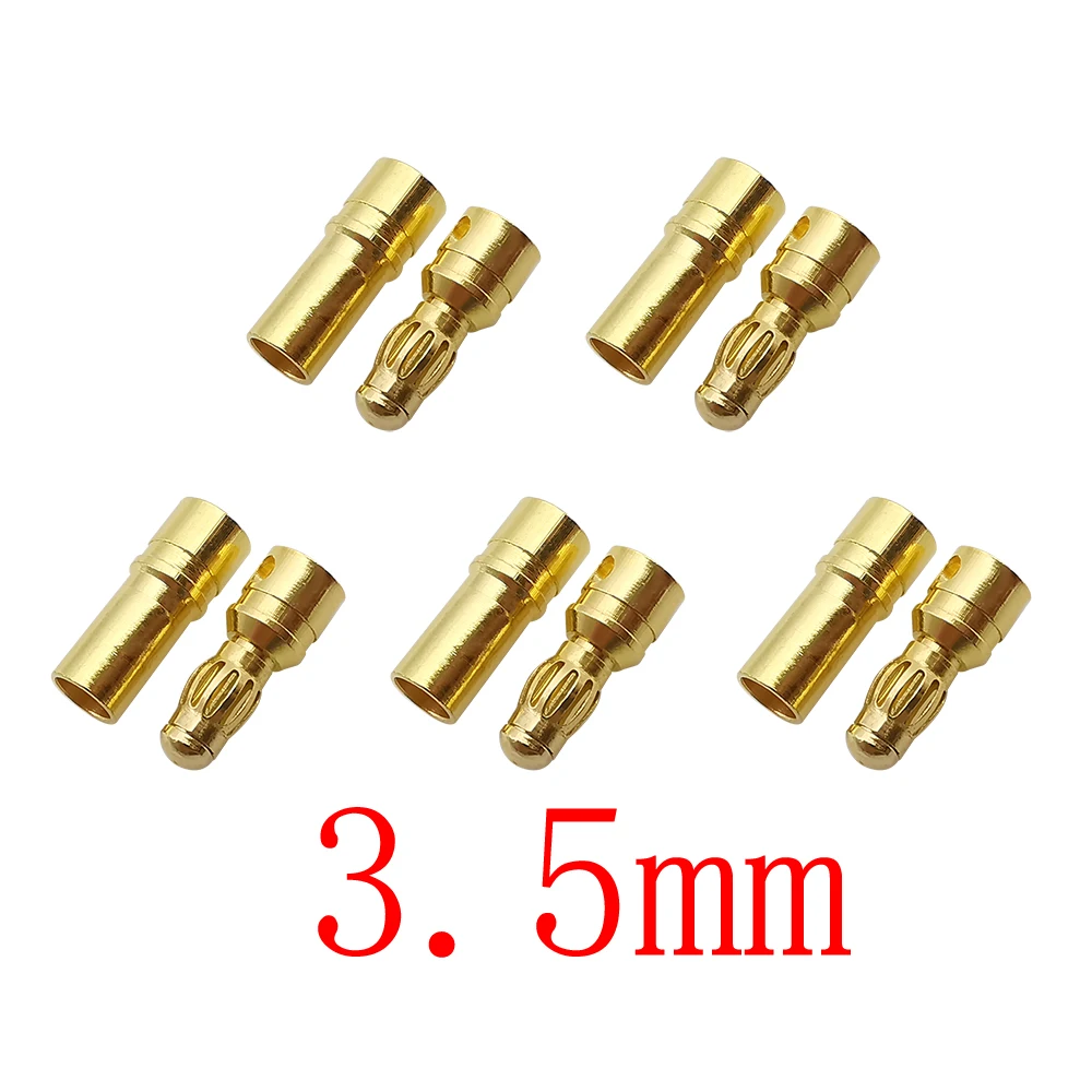 5 Pares De Conectores Bala De 4 Mm A 6 Mm – Adaptadores Sin Cable, Enchufe Banana Dorado, Para Motores RC Y ESC