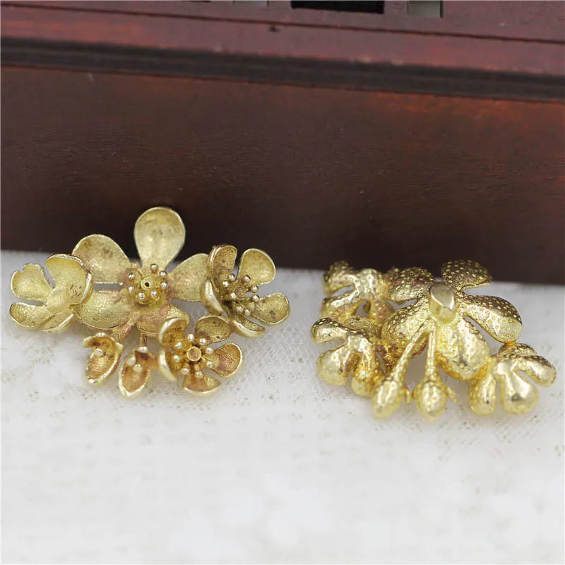 20pcs Brass Casted Flower tree Branch Charms High Quality Raw Brass Gold Silver Color DIY Supplies Jewelry Crafts Accessories