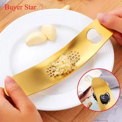 2in1 Gold Stainless Steel Garlic Press Crusher Cooking Tools Kitchen Gadgets Home Metal Bottle opener чеснокодавка Пивной штопор