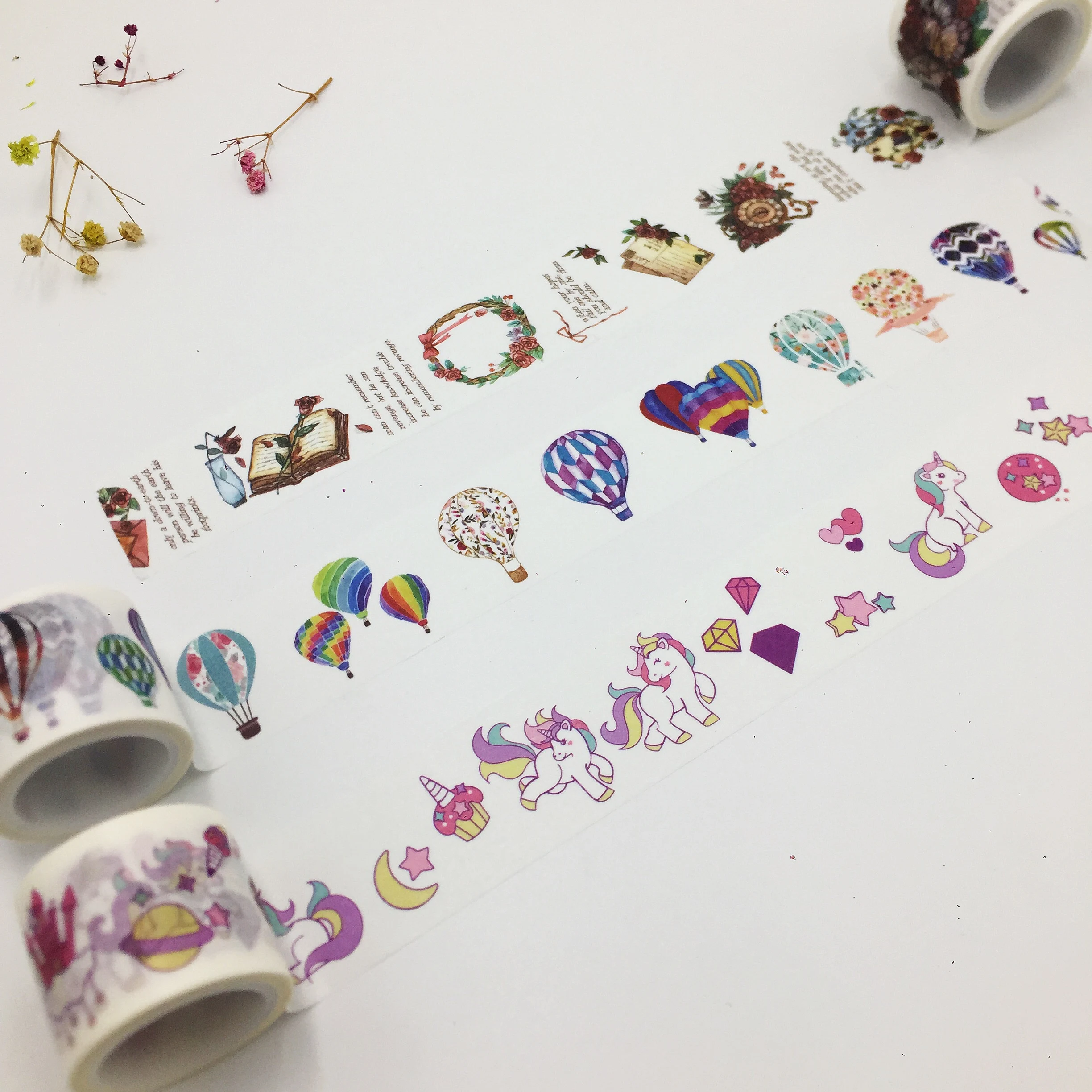 Beautiful washi paper tape/30mm*5m Unicorn and Hot Balloons and  Rose Language masking  japan  washi tape