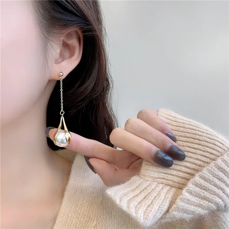 New Long Pearl Earrings for Women Tassel Earrings Simulated Pearl Pendants Dangle Earrings Korean Fashion aretes de mujer