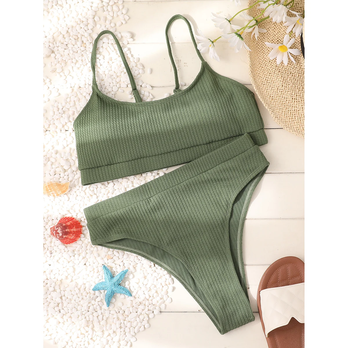 High Waist Bikini 2022 Sexy Women Swimsuit Solid Swimwear Female Brazilian Bather Bikini Set Beach Bathing Suit