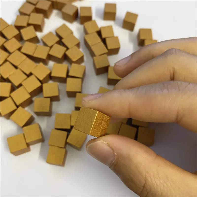 100Pcs/Set 10mm Gold/Silver Metal Color Wood Square Corner Dice Chess Piece Right Angle Cubes For Puzzle Board Game