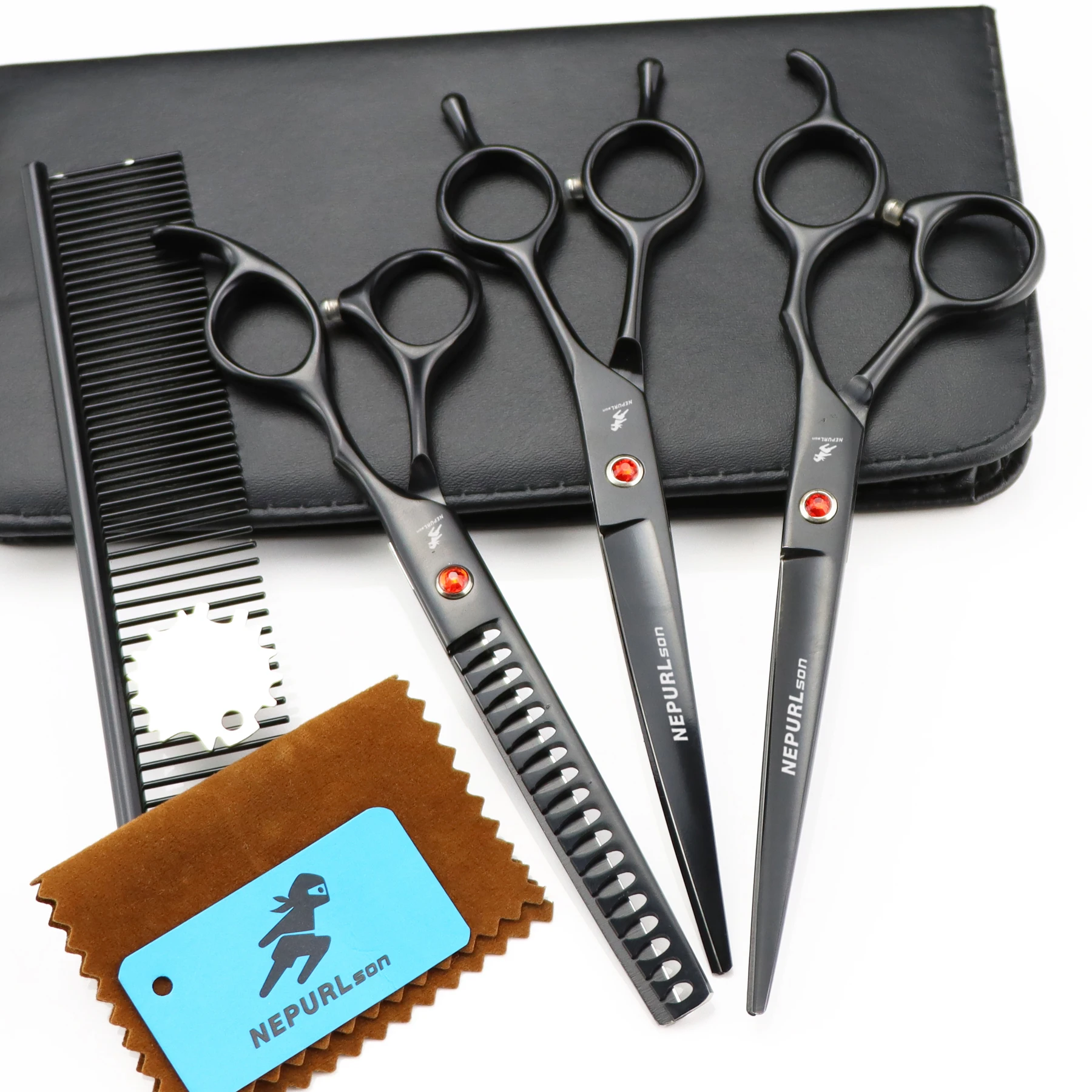 Imagem -05 - Pet Grooming Suit Corte Reto e Corte Curvo Pcs Conjunto Cor Preta Pintada Profissional