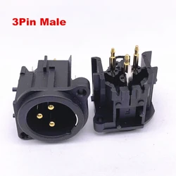 2Pcs/lot higt quality XLR 3Pole Gold-plated Straight feet Male/Female 3Pin socket Chassis PCB Panel Socket Connector Mic