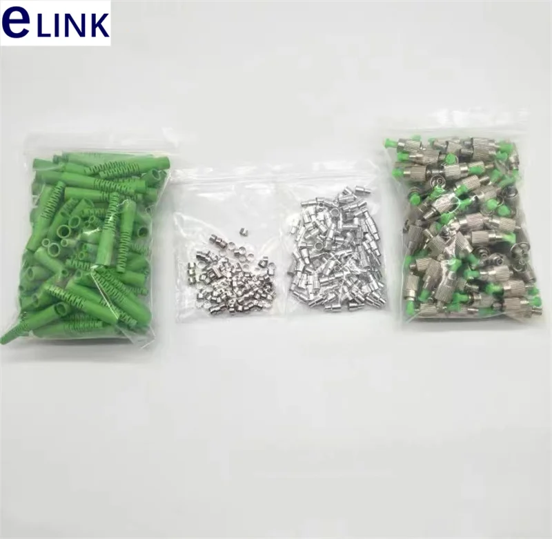 Kits pré-montados de conectores de fibra, acessório óptico, ELINK, FC/UPC com virola cerâmica, verde, SM MM, 3.0mm, 2.0, 0.9, 1000pcs
