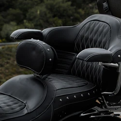 Motorcycle Passenger Trunk Armrest Supports in Chrome Bright Black For INDIAN Roadmaster Dark Horse 2014-2023 Leather