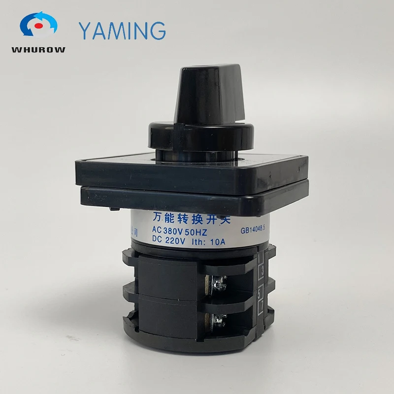 Yaming Electric LW8-10/2 ON-OFF-ON Changeover Rotary Cam Switch 660V 10A 2 Poles 3 Position 8 Terminals Silver Contact