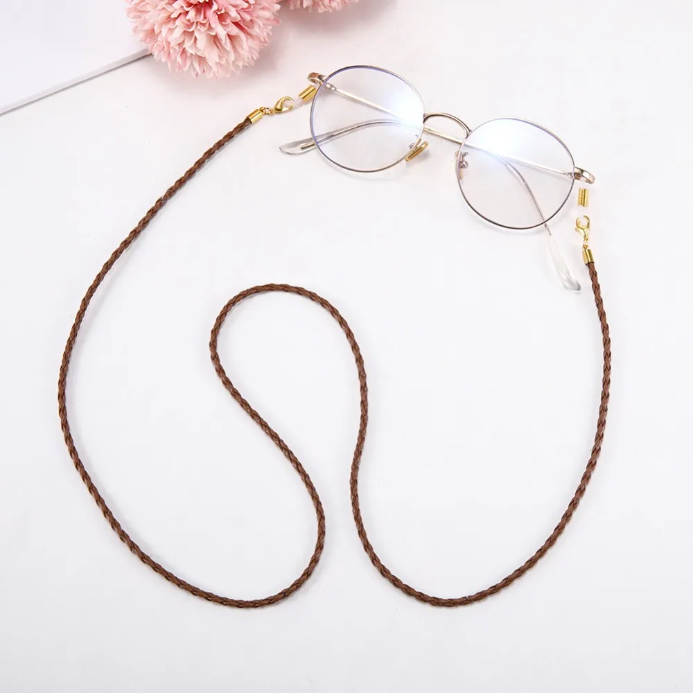 Teamer Sunglasses Chains Lanyard Men Women Braid Leather Eyeglass Glasses Chain Beaded Cords Reading Eyewear Accessories Strap