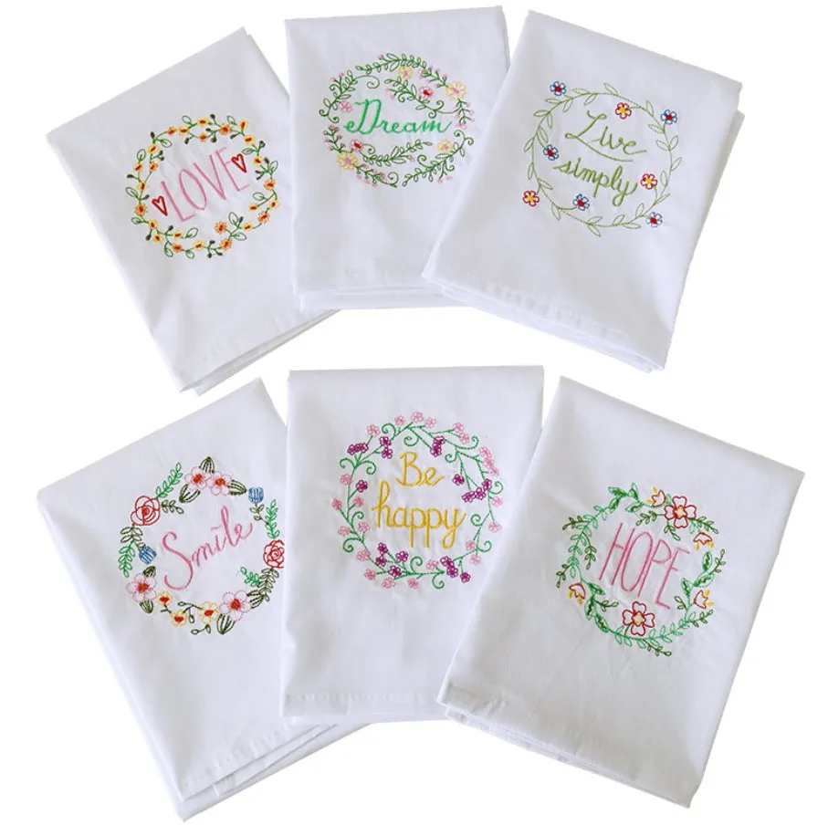 6pcs/set Napkins 45×65cm High-quality Embroidered Tea Towels Cotton Kitchen towels Cloth Napkins for Wedding，decoration mariage