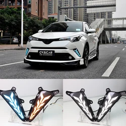 LED DRL for Toyota C-HR CHR  2017 - 2019 Daytime Running Lights Fog Lamp Cover with Yellow Turn Signal Functions Nightline Blue