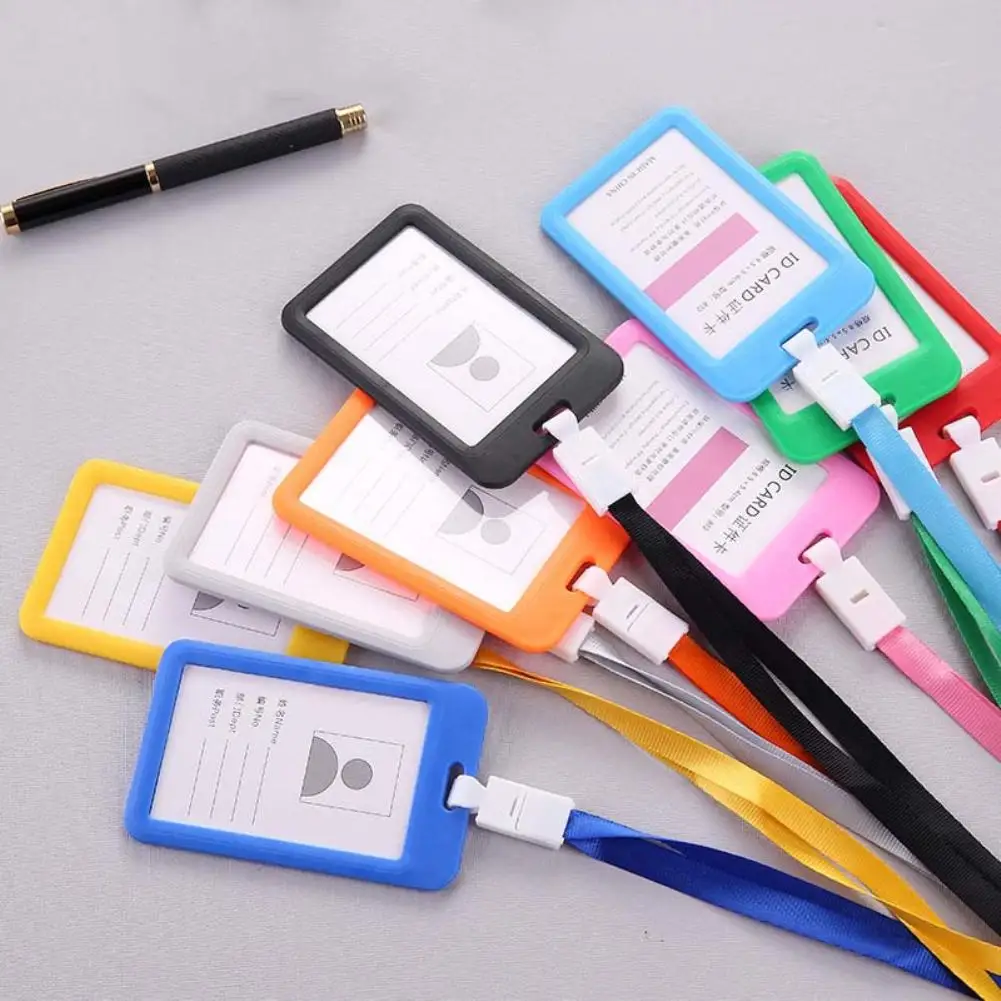 Work Card Holders With Rope Aluminium Alloy Card Holder Employee Name ID Card Cover Metal Work Note Holder