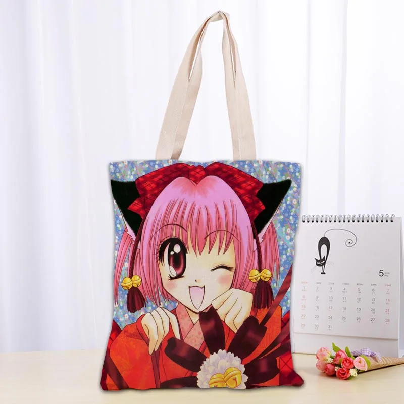 Nuovo Anime Tokyo Mew Mew Tote Bag Borsa per la spesa pieghevole Borsa a tracolla riutilizzabile ecologica grande in tessuto di tela unisex Tote 0719