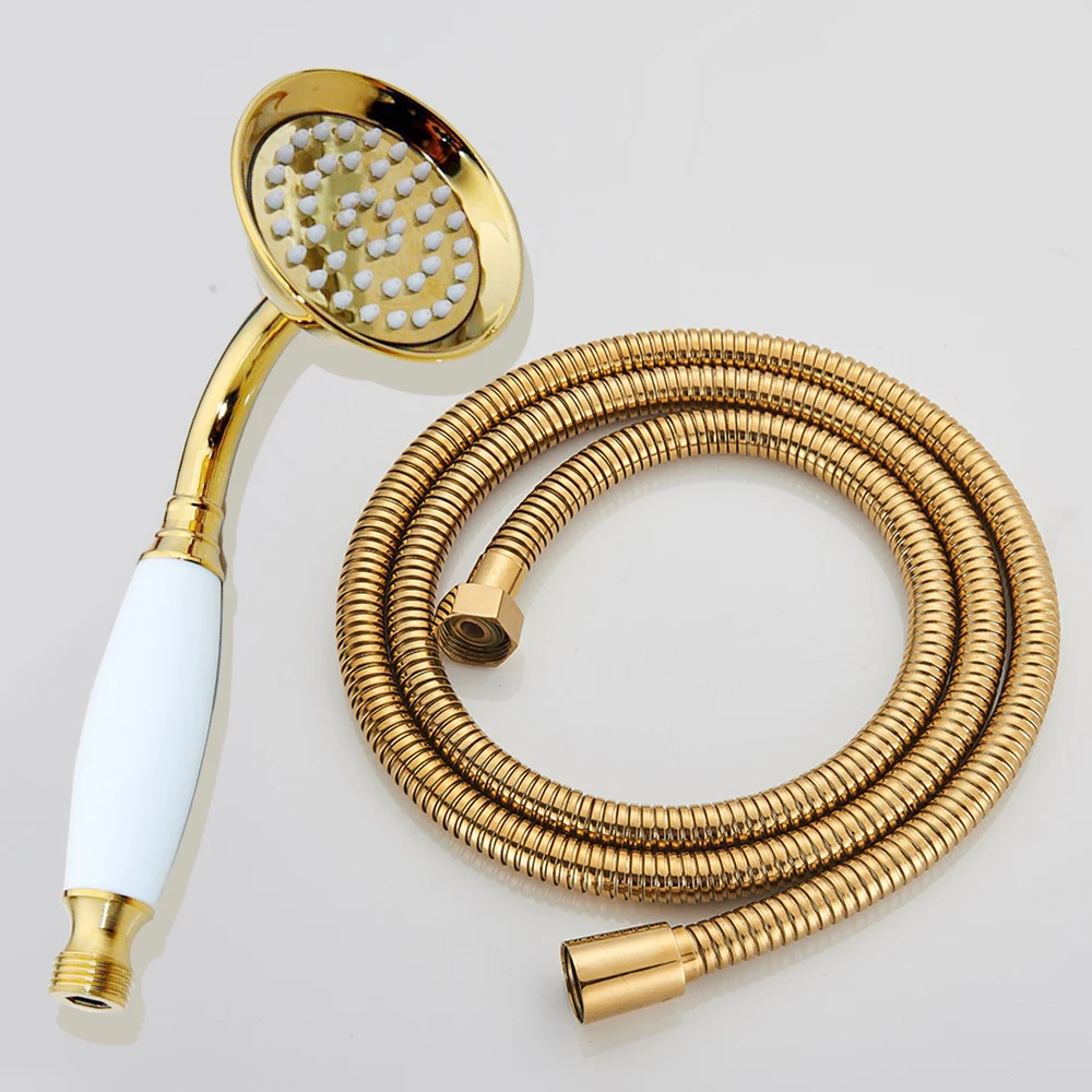 Luxury Gold Porcelain Handle Telephone Hand Held Shower Head Hand Sprayer Head with Hose