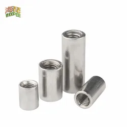 2/10pcs M3 M4 M5 M6 M8 M10 304 Stainless Steel Extend Long Lengthen Round Coupling Nut Connector Joint Sleeve Tubular Nut