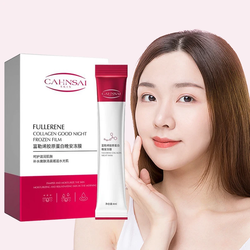 20pcs Boxed Fullerene Collagen Good Night Gelly Moisturizing Nourishment Repair Firming Skin Tightening Mask Sleeping Mask