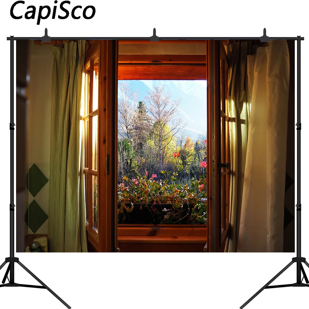 Capisco Window sill Photography Background Outdoor Spring Landscape Wedding Backdrops Children Adult Portrait Photo Studio props