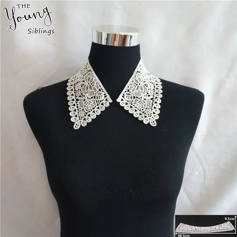 Fashion style White Embroidery Applique Lace Collar DIY Fabric Trim Lace Neckline Sewing Dresses decorate Accessories 1 pcs sale