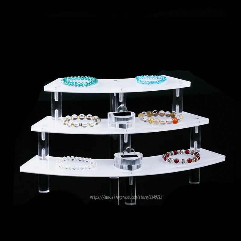 

Acrylic 3-Layer Jewelry Display Desktop Bracelet Display Stand Watch Showing Rack Necklace Holder Ring Headware Display Shelf