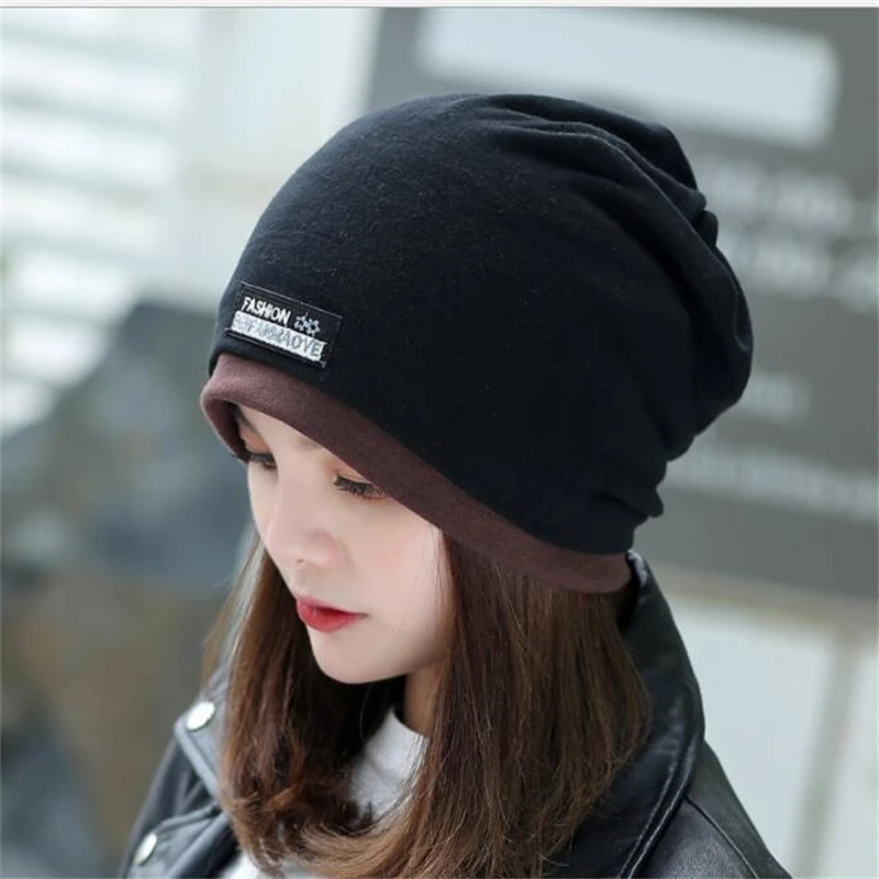 Autumn and winter three with two-color edge pullover hat double-layer monthly hat cloth label pile hat wholesale