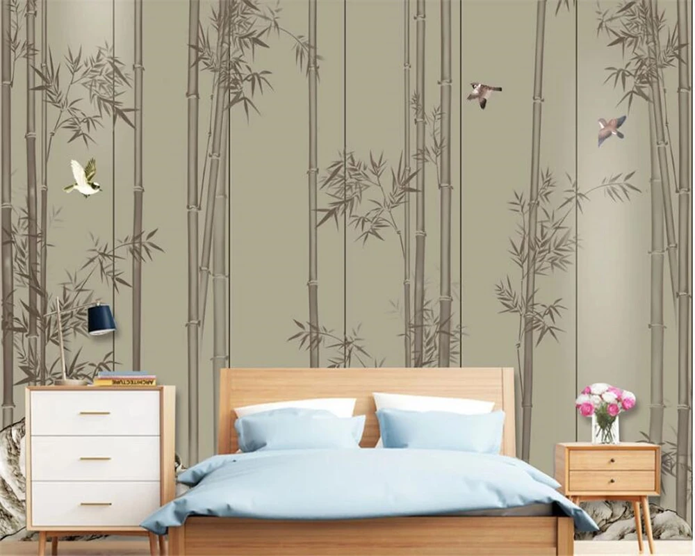 Custom wallpaper mural Hand painted bamboo landscape 3d living room bedroom background wall wall papers home decor papel tapiz