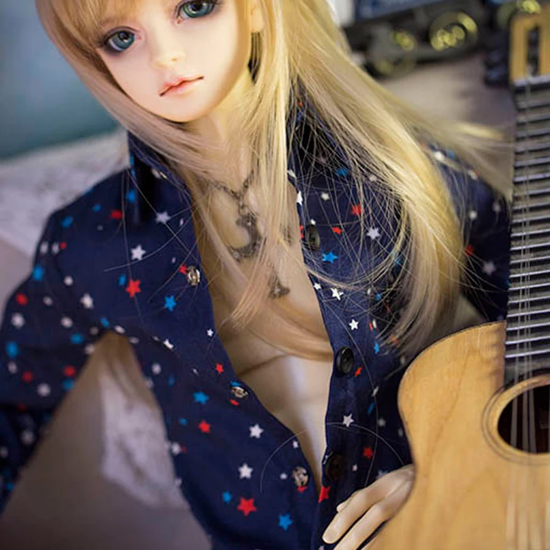 

D03-P445 children toy BJD DD SD MSD 1/6 1/4 1/3 doll's clothes Navy blue star shirt 1pcs