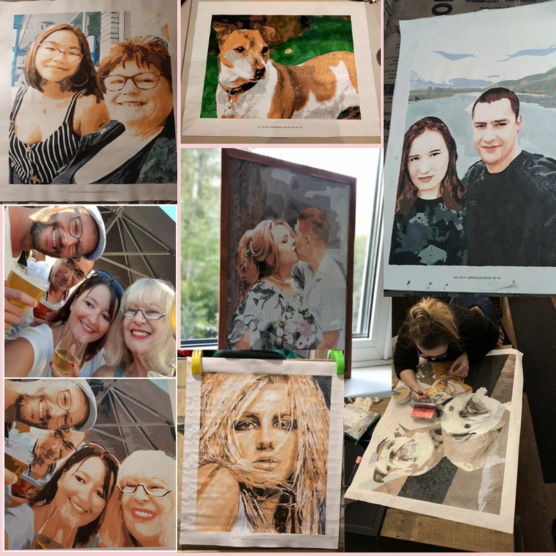 Pintura a óleo personalizada por números, Foto personalizada, Imagem Canvas, DIY, Retrato da família, Dropshipping