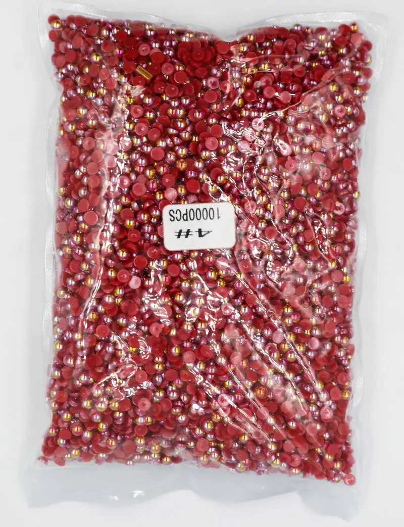 

2mm,4mm,5mm,6mm,8mm,10mm,12mm Jelly Siam AB Flat back ABS round Half Pearl beads, imitation plastic half pearl beads