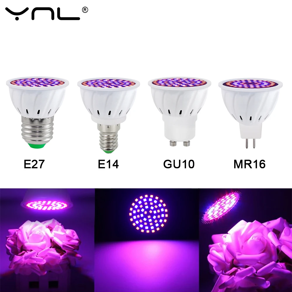 2pcs Led Grow Bulb E27 E14 MR16 GU10 Full Spectrum LED Plant Hydroponic Growth Light Phyto Lamp Indoor Lighting Flower Seedling