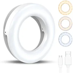 Portable LED Clip Ring Light 40 LED Selfie Lamp 3200K-6500K USB Charge For iPhone 16 Android Xiaomi Live Stream Vlog Fill Lights