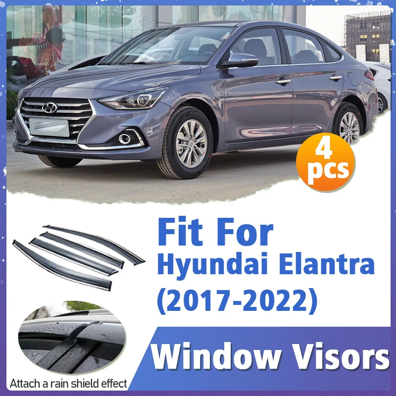 

Window Visor Guard for Hyundai Elantra 2017-2022 Vent Cover Trim Awnings Shelters Protection Sun Rain Deflector Auto Accessories