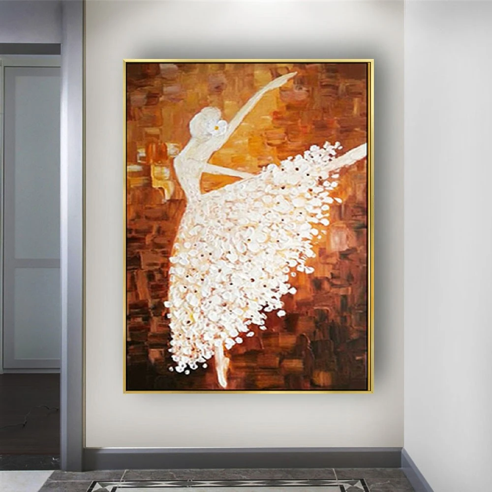 Hand Painted Modern Ballet Dancer Picture Abstract Palette Knife Oil Painting Canvas Wall Art Home Decoratio For Living Room Art