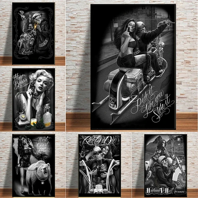 Chicano Culture Tattoos Chicano Art Paintings Chicano Face Tattoos Black White Aliexpress