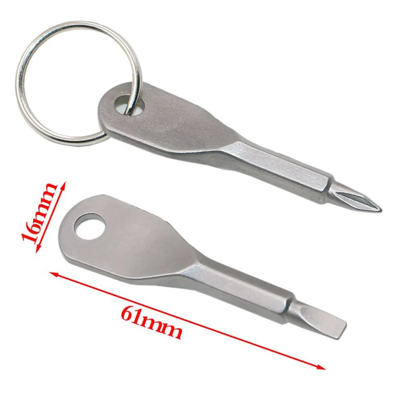 Stainless Steel Mini EDC Multifunction Screwdriver Key Shape Slotted Screwdrivers Keychain Pocket Repair Tool