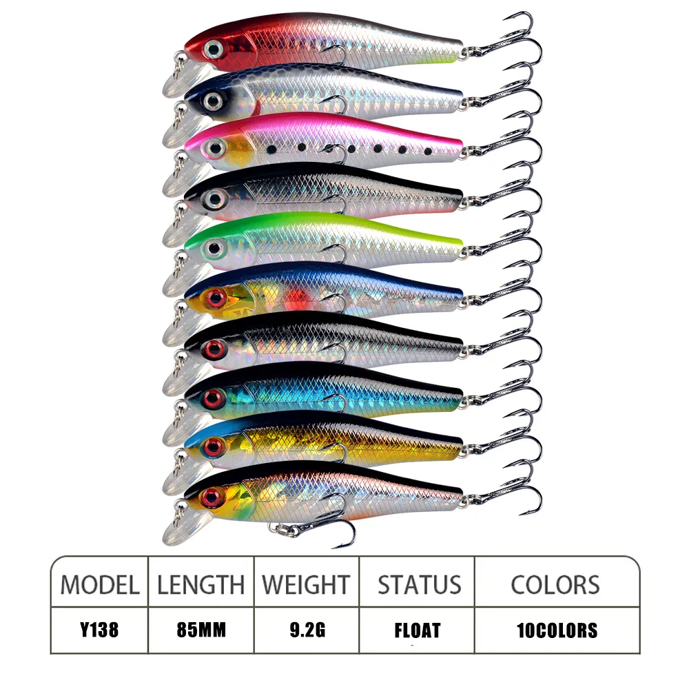 1 sztuk Minnow przynęty 9.2g 8.5cm Crankbait Wobblers okoń 3D oczy sztuczna twarda przynęta szczupak karpia Bass pływające Swimbait