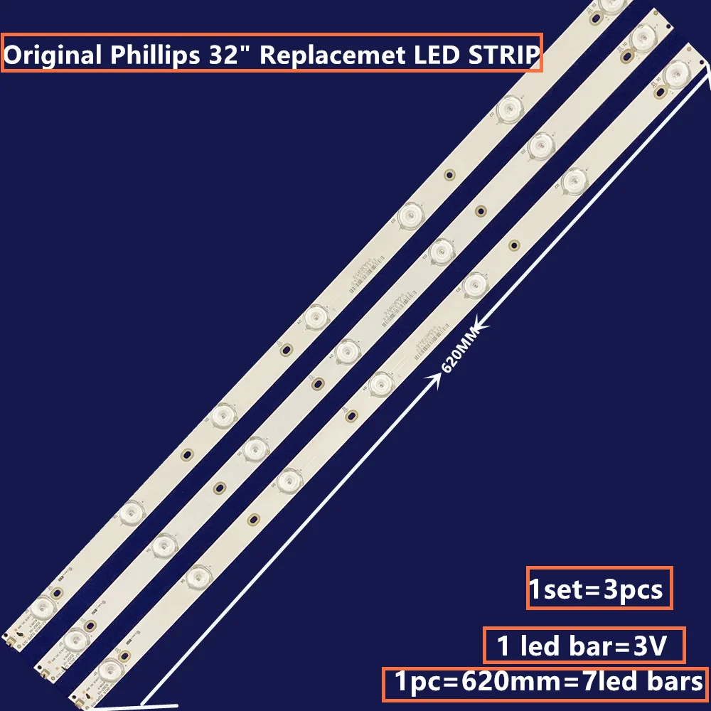 15PCS 62CM LED Strip GJ-DLEDII P5-315 D307-V6 For 32E100E 32E200E 32PFT6549/60 32PFT6559/60 32PFT5501 32PHF5755 LE32A7100A