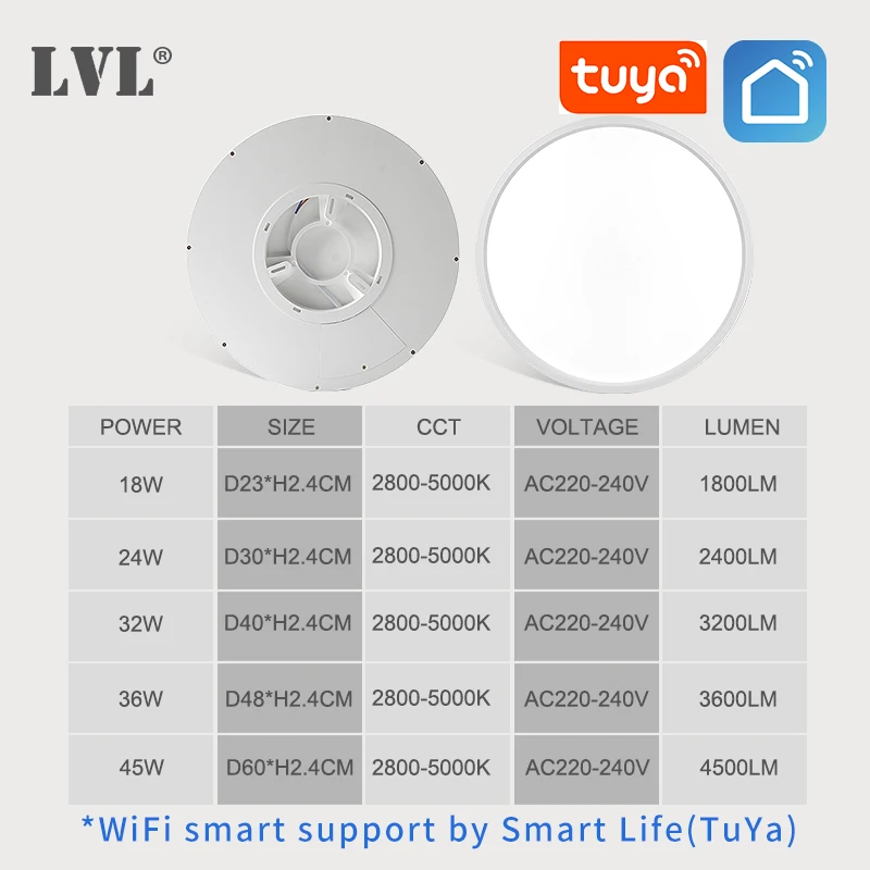 Luz Led de techo inteligente para el hogar, iluminación moderna de grano de madera dorada, regulable, WiFi, Control por voz por aplicación Tuya,