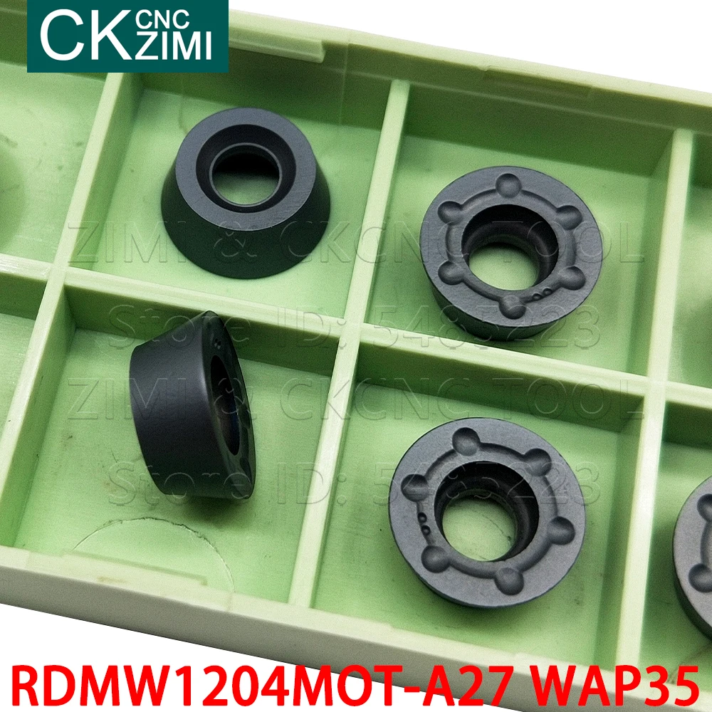 Insertos de carburo de fresado circular, herramienta indexable de torno de Metal CNC, 10P RDMW RDMW1204MOT-A27 WAP35 RDMW1204M0T-A27 WAP35