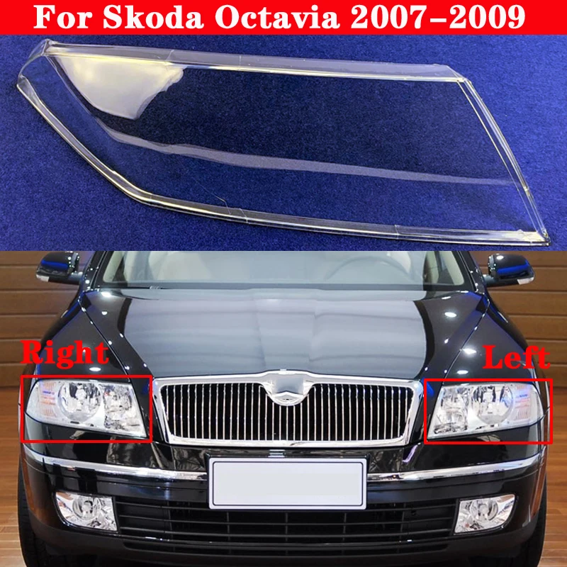 

Car Front Headlight Cover Auto Headlamp Lampshade For Skoda Octavia 2007-2009 Lampcover Head Lamp light Covers glass Lens Shell