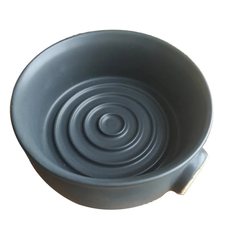 Dscosmetic Wide mouth spiral black ceramics shaving bowl