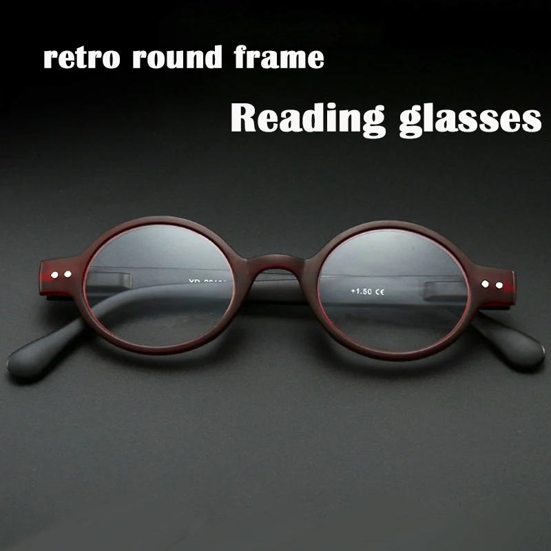 Mini Round Frame Reading Glasses Men Women Retro Ultralight Clear Hyperopia Presbyopic Glasses Metal Readers Eyeglasses Black