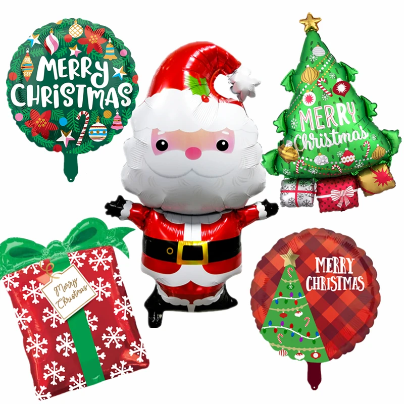 1pc New Christmas Gifts Christmas Tree Elderly Shaped Aluminum Film Balloons Merry Christmas Party Decoration Balloons