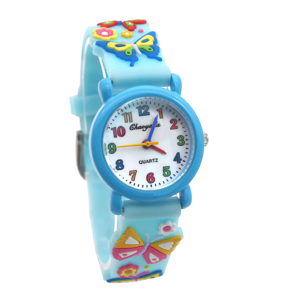 New Butterfly Watch 3D Silicone Strap Children Quartz Watch Kids Girl Boys Students Watches Wristwatch Xmas Gifts Colorful Dial