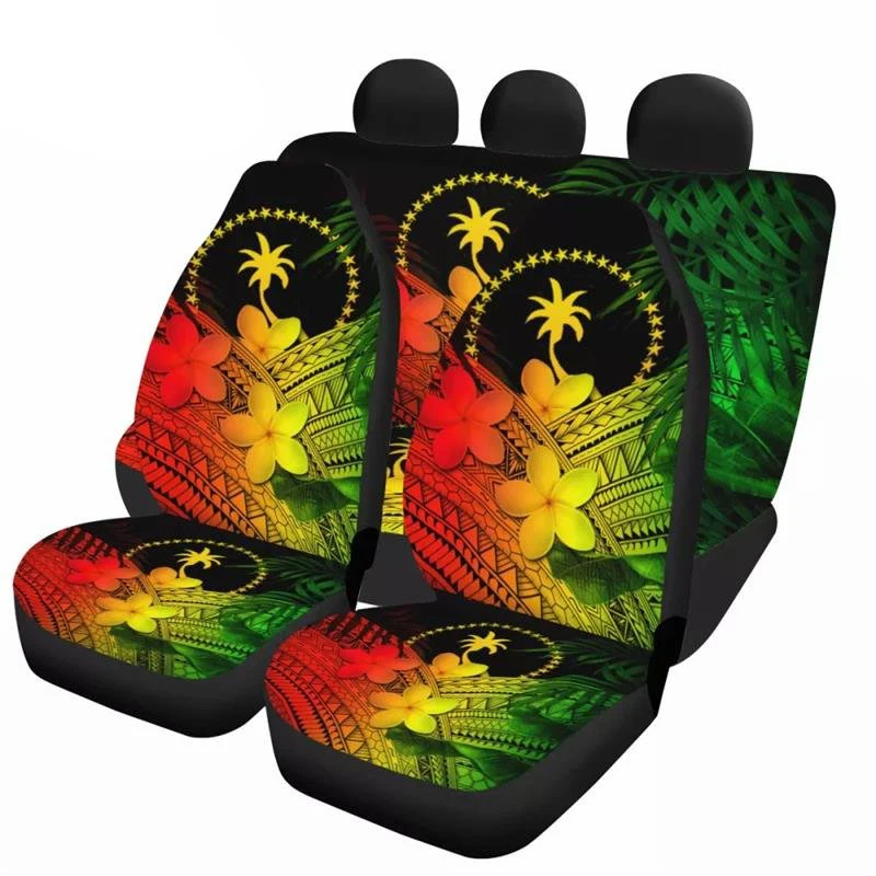 

Cute Polynesian Chuuk Tribal Print Universal Car Seat Covers Full Set For Women Hawaiian Front And Back Seat Cover Protector